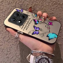 HONTINGA Xiaomi Redmi Note 14 Pro ile Uyumlu Kılıfı Silikon Kenar Sert Arka Düşüme Önleyici Basitlik Anti Düşme Kamera Korumali Renkli Kelebek Desen Telefon Kılıfı Kadın ve Erkek Için Uygundur K1-0723