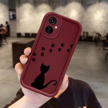 HONTINGA Tecno Camon 19 Neo ile Uyumlu Kılıfı Düşüme Önleyici Basitlik Anti Düşme Kamera Korumali Kedi Desen Bordo Yumuşak Silikon Telefon Kılıfı Kadın ve Erkek Için Uygundur K2-7213