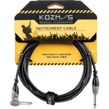 Hype Store Raymond Joes KCL-156-3M Siyah-Gri 3 Metre Açılı Gitar Enstrüman Kablosu Kozmos