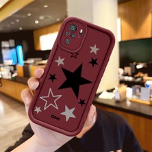 HONTINGA Xiaomi Redmi Note 10 ile Uyumlu Kılıfı Düşüme Önleyici Basitlik Anti Düşme Kamera Korumali Siyah Yıldız Desen Bordo Yumuşak Silikon Telefon Kılıfı Kadın ve Erkek Için Uygundur K2-7218