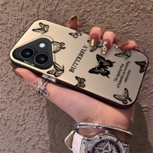 HONTINGA iPhone 16 ile Uyumlu Kılıfı Silikon Kenar Sert Arka Düşüme Önleyici Basitlik Anti Düşme Kamera Korumali Siyah Kelebek Desen Telefon Kılıfı Kadın ve Erkek Için Uygundur K1-0721