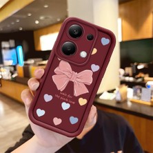 HONTINGA Xiaomi Redmi Note 14S ile Uyumlu Kılıfı Düşüme Önleyici Basitlik Anti Düşme Kamera Korumali Papyon Desen Bordo Yumuşak Silikon Telefon Kılıfı Kadın ve Erkek Için Uygundur K2-7219