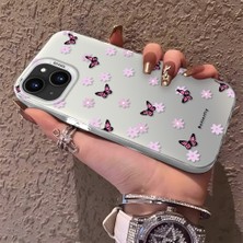 HONTINGA iPhone 15 ile Uyumlu Kılıfı Silikon Kenar Sert Arka Düşüme Önleyici Basitlik Anti Düşme Kamera Korumali Küçük Kelebek Desen Telefon Kılıfı Kadın ve Erkek Için Uygundur K1-0718