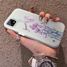 HONTINGA Realme C21 ile Uyumlu Kılıfı Silikon Kenar Sert Arka Düşüme Önleyici Basitlik Anti Düşme Kamera Korumali Çiçekler Desen Telefon Kılıfı Kadın ve Erkek Için Uygundur K1-0722