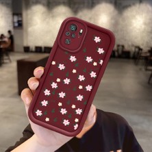 HONTINGA Xiaomi Redmi Note 10 4g ile Uyumlu Kılıfı Düşüme Önleyici Basitlik Anti Düşme Kamera Korumali Küçük Çiçek Desen Bordo Yumuşak Silikon Telefon Kılıfı Kadın ve Erkek Için Uygundur K2-7221