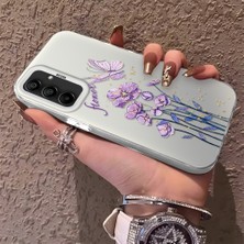 HONTINGA Samsung Galaxy A15 ile Uyumlu Kılıfı Silikon Kenar Sert Arka Düşüme Önleyici Basitlik Anti Düşme Kamera Korumali Çiçekler Desen Telefon Kılıfı Kadın ve Erkek Için Uygundur K1-0722