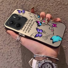 HONTINGA Xiaomi Redmi Note 14 ile Uyumlu Kılıfı Silikon Kenar Sert Arka Düşüme Önleyici Basitlik Anti Düşme Kamera Korumali Renkli Kelebek Desen Telefon Kılıfı Kadın ve Erkek Için Uygundur K1-0723