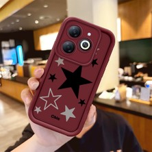 HONTINGA Tecno Spark Go 2024 ile Uyumlu Kılıfı Düşüme Önleyici Basitlik Anti Düşme Kamera Korumali Siyah Yıldız Desen Bordo Yumuşak Silikon Telefon Kılıfı Kadın ve Erkek Için Uygundur K2-7218