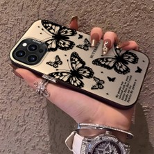 HONTINGA iPhone 16 Pro Max ile Uyumlu Kılıfı Silikon Kenar Sert Arka Düşüme Önleyici Basitlik Anti Düşme Kamera Korumali Kelebek Desen Telefon Kılıfı Kadın ve Erkek Için Uygundur K1-0719