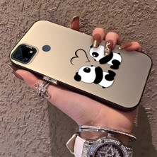 HONTINGA Realme C15 ile Uyumlu Kılıfı Silikon Kenar Sert Arka Düşüme Önleyici Basitlik Anti Düşme Kamera Korumali Panda Desen Telefon Kılıfı Kadın ve Erkek Için Uygundur K1-0726