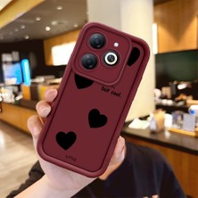 HONTINGA Infinix Hot 40I ile Uyumlu Kılıfı Düşüme Önleyici Basitlik Anti Düşme Kamera Korumali Kalp Desen Bordo Yumuşak Silikon Telefon Kılıfı Kadın ve Erkek Için Uygundur K2-7217