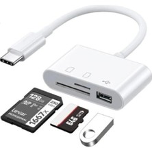 Hype Store 5232 USB Type C To Sd Microsd Tf Kart Okuyucu USB 3in1 Çevirici Dönüştürücü Adaptör