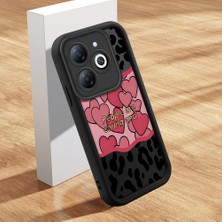 HONTINGA Tecno Spark Go 2024 ile Uyumlu Kılıfı Düşüme Önleyici Basitlik Anti Düşme Kamera Korumali Leopar Kalp Desen Siyah Yumuşak Silikon Telefon Kılıfı Kadın ve Erkek Için Uygundur K2-0406