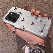HONTINGA Xiaomi Redmi Note 14 ile Uyumlu Kılıfı Silikon Kenar Sert Arka Düşüme Önleyici Basitlik Anti Düşme Kamera Korumali Küçük Kelebek Desen Telefon Kılıfı Kadın ve Erkek Için Uygundur K1-0718