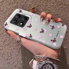 HONTINGA Xiaomi Redmi Note 14 Pro ile Uyumlu Kılıfı Silikon Kenar Sert Arka Düşüme Önleyici Basitlik Anti Düşme Kamera Korumali Küçük Kelebek Desen Telefon Kılıfı Kadın ve Erkek Için Uygundur K1-0718