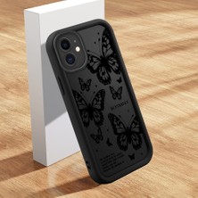 HONTINGA iPhone 11 ile Uyumlu Kılıfı Düşüme Önleyici Basitlik Anti Düşme Kamera Korumali Kelebek Desen Siyah Yumuşak Silikon Telefon Kılıfı Kadın ve Erkek Için Uygundur K2-0407