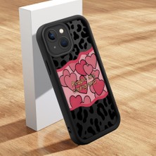 HONTINGA iPhone 15 ile Uyumlu Kılıfı Düşüme Önleyici Basitlik Anti Düşme Kamera Korumali Leopar Kalp Desen Siyah Yumuşak Silikon Telefon Kılıfı Kadın ve Erkek Için Uygundur K2-0406