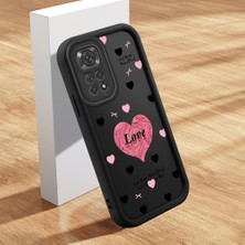 HONTINGA Xiaomi Redmi Note 11S ile Uyumlu Kılıfı Düşüme Önleyici Basitlik Anti Düşme Kamera Korumali Kalp Desen Siyah Yumuşak Silikon Telefon Kılıfı Kadın ve Erkek Için Uygundur K2-0400