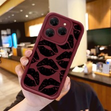 HONTINGA Tecno Spark 20 Pro ile Uyumlu Kılıfı Düşüme Önleyici Basitlik Anti Düşme Kamera Korumali Siyah Kalp Desen Bordo Yumuşak Silikon Telefon Kılıfı Kadın ve Erkek Için Uygundur K2-7216