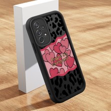 HONTINGA Samsung Galaxy A72 ile Uyumlu Kılıfı Düşüme Önleyici Basitlik Anti Düşme Kamera Korumali Leopar Kalp Desen Siyah Yumuşak Silikon Telefon Kılıfı Kadın ve Erkek Için Uygundur K2-0406