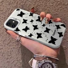HONTINGA iPhone 12 ile Uyumlu Kılıfı Silikon Kenar Sert Arka Düşüme Önleyici Basitlik Anti Düşme Kamera Korumali Siyah Kelebek Desen Telefon Kılıfı Kadın ve Erkek Için Uygundur K1-0721