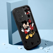 HONTINGA Samsung Galaxy A32 ile Uyumlu Kılıfı Düşüme Önleyici Basitlik Anti Düşme Kamera Korumali Mickey ve Minnie Desen Siyah Yumuşak Silikon Telefon Kılıfı Kadın ve Erkek Için Uygundur K2-0399