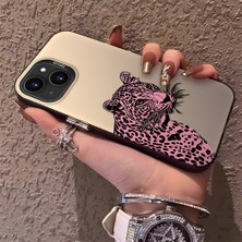 HONTINGA iPhone 14 ile Uyumlu Kılıfı Silikon Kenar Sert Arka Düşüme Önleyici Basitlik Anti Düşme Kamera Korumali Pembe Leopar Desen Telefon Kılıfı Kadın ve Erkek Için Uygundur K1-0720