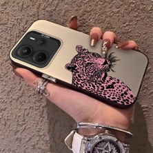 HONTINGA Xiaomi Redmi Note 14 ile Uyumlu Kılıfı Silikon Kenar Sert Arka Düşüme Önleyici Basitlik Anti Düşme Kamera Korumali Pembe Leopar Desen Telefon Kılıfı Kadın ve Erkek Için Uygundur K1-0720