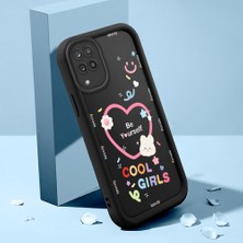 HONTINGA Samsung Galaxy M12 ile Uyumlu Kılıfı Düşüme Önleyici Basitlik Anti Düşme Kamera Korumali Kalp Desen Siyah Yumuşak Silikon Telefon Kılıfı Kadın ve Erkek Için Uygundur K2-0400