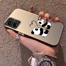 HONTINGA Samsung Galaxy A06 ile Uyumlu Kılıfı Silikon Kenar Sert Arka Düşüme Önleyici Basitlik Anti Düşme Kamera Korumali Panda Desen Telefon Kılıfı Kadın ve Erkek Için Uygundur K1-0726