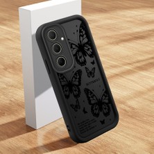 HONTINGA Samsung Galaxy A35 ile Uyumlu Kılıfı Düşüme Önleyici Basitlik Anti Düşme Kamera Korumali Kelebek Desen Siyah Yumuşak Silikon Telefon Kılıfı Kadın ve Erkek Için Uygundur K2-0407