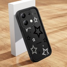 HONTINGA Xiaomi Redmi Note 13 4g ile Uyumlu Kılıfı Düşüme Önleyici Basitlik Anti Düşme Kamera Korumali Siyah Yıldız Desen Siyah Yumuşak Silikon Telefon Kılıfı Kadın ve Erkek Için Uygundur K2-0403