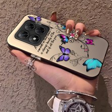 HONTINGA Poco X7 ile Uyumlu Kılıfı Silikon Kenar Sert Arka Düşüme Önleyici Basitlik Anti Düşme Kamera Korumali Renkli Kelebek Desen Telefon Kılıfı Kadın ve Erkek Için Uygundur K1-0723