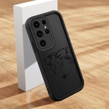 HONTINGA Samsung Galaxy S23 Ultra ile Uyumlu Kılıfı Düşüme Önleyici Basitlik Anti Düşme Kamera Korumali Uçak Desen Siyah Yumuşak Silikon Telefon Kılıfı Kadın ve Erkek Için Uygundur K2-0401
