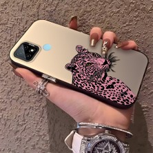 HONTINGA Realme C21 ile Uyumlu Kılıfı Silikon Kenar Sert Arka Düşüme Önleyici Basitlik Anti Düşme Kamera Korumali Pembe Leopar Desen Telefon Kılıfı Kadın ve Erkek Için Uygundur K1-0720