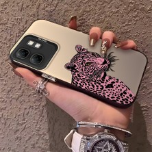 HONTINGA Infinix Smart 9 ile Uyumlu Kılıfı Silikon Kenar Sert Arka Düşüme Önleyici Basitlik Anti Düşme Kamera Korumali Pembe Leopar Desen Telefon Kılıfı Kadın ve Erkek Için Uygundur K1-0720