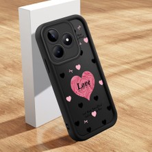 HONTINGA Realme Note 50 ile Uyumlu Kılıfı Düşüme Önleyici Basitlik Anti Düşme Kamera Korumali Kalp Desen Siyah Yumuşak Silikon Telefon Kılıfı Kadın ve Erkek Için Uygundur K2-0400