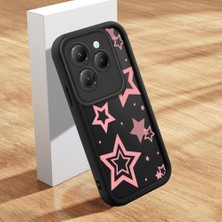 HONTINGA Infinix Hot 40 ile Uyumlu Kılıfı Düşüme Önleyici Basitlik Anti Düşme Kamera Korumali Pembe Yıldız Desen Siyah Yumuşak Silikon Telefon Kılıfı Kadın ve Erkek Için Uygundur K2-0404