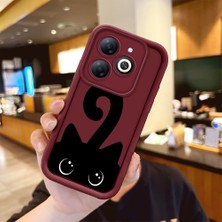 HONTINGA Tecno Spark 20 ile Uyumlu Kılıfı Düşüme Önleyici Basitlik Anti Düşme Kamera Korumali Kedi Desen Bordo Yumuşak Silikon Telefon Kılıfı Kadın ve Erkek Için Uygundur K2-7213