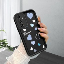 HONTINGA Samsung Galaxy A14 ile Uyumlu Kılıfı Düşüme Önleyici Basitlik Anti Düşme Kamera Korumali Pembe Kalp Desen Siyah Yumuşak Silikon Telefon Kılıfı Kadın ve Erkek Için Uygundur K2-0405