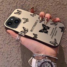 HONTINGA iPhone 14 Plus ile Uyumlu Kılıfı Silikon Kenar Sert Arka Düşüme Önleyici Basitlik Anti Düşme Kamera Korumali Siyah Kelebek Desen Telefon Kılıfı Kadın ve Erkek Için Uygundur K1-0721