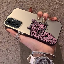 HONTINGA Samsung Galaxy A14 ile Uyumlu Kılıfı Silikon Kenar Sert Arka Düşüme Önleyici Basitlik Anti Düşme Kamera Korumali Pembe Leopar Desen Telefon Kılıfı Kadın ve Erkek Için Uygundur K1-0720