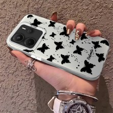 HONTINGA Xiaomi Redmi Note 14 ile Uyumlu Kılıfı Silikon Kenar Sert Arka Düşüme Önleyici Basitlik Anti Düşme Kamera Korumali Siyah Kelebek Desen Telefon Kılıfı Kadın ve Erkek Için Uygundur K1-0721