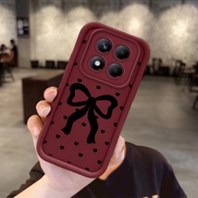 HONTINGA Xiaomi Redmi Note 14 Pro ile Uyumlu Kılıfı Düşüme Önleyici Basitlik Anti Düşme Kamera Korumali Papyon Desen Bordo Yumuşak Silikon Telefon Kılıfı Kadın ve Erkek Için Uygundur K2-7219