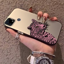 HONTINGA Realme C25 ile Uyumlu Kılıfı Silikon Kenar Sert Arka Düşüme Önleyici Basitlik Anti Düşme Kamera Korumali Pembe Leopar Desen Telefon Kılıfı Kadın ve Erkek Için Uygundur K1-0720