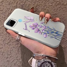 HONTINGA Realme C21Y ile Uyumlu Kılıfı Silikon Kenar Sert Arka Düşüme Önleyici Basitlik Anti Düşme Kamera Korumali Çiçekler Desen Telefon Kılıfı Kadın ve Erkek Için Uygundur K1-0722