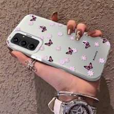 HONTINGA Samsung Galaxy A25 ile Uyumlu Kılıfı Silikon Kenar Sert Arka Düşüme Önleyici Basitlik Anti Düşme Kamera Korumali Küçük Kelebek Desen Telefon Kılıfı Kadın ve Erkek Için Uygundur K1-0718