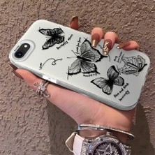 HONTINGA iPhone Se 2022 ile Uyumlu Kılıfı Silikon Kenar Sert Arka Düşüme Önleyici Basitlik Anti Düşme Kamera Korumali Kelebek Desen Telefon Kılıfı Kadın ve Erkek Için Uygundur K1-0719