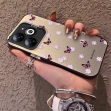 HONTINGA Infinix Smart 8 Pro ile Uyumlu Kılıfı Silikon Kenar Sert Arka Düşüme Önleyici Basitlik Anti Düşme Kamera Korumali Küçük Kelebek Desen Telefon Kılıfı Kadın ve Erkek Için Uygundur K1-0718