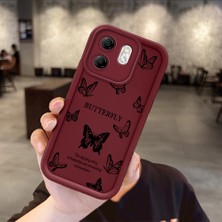 HONTINGA Infinix Smart 9 ile Uyumlu Kılıfı Düşüme Önleyici Basitlik Anti Düşme Kamera Korumali Küçük Kelebek Desen Bordo Yumuşak Silikon Telefon Kılıfı Kadın ve Erkek Için Uygundur K2-7220